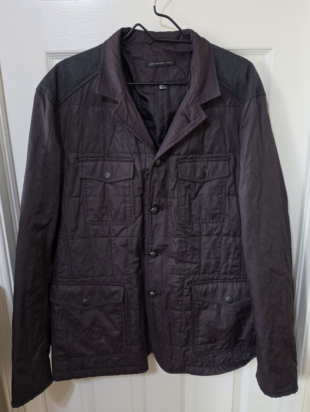 John Varvatos, Men's Semi Quilted Field Jacket in Dark Brown - Casual Layering